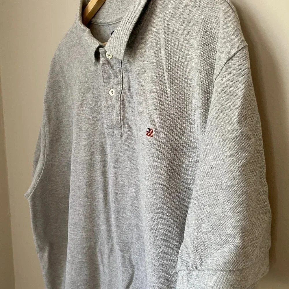 Ralph Lauren Polo Jeans Co. Mens Size XL Short Sleeve Cotton Polo Shirt in Gray